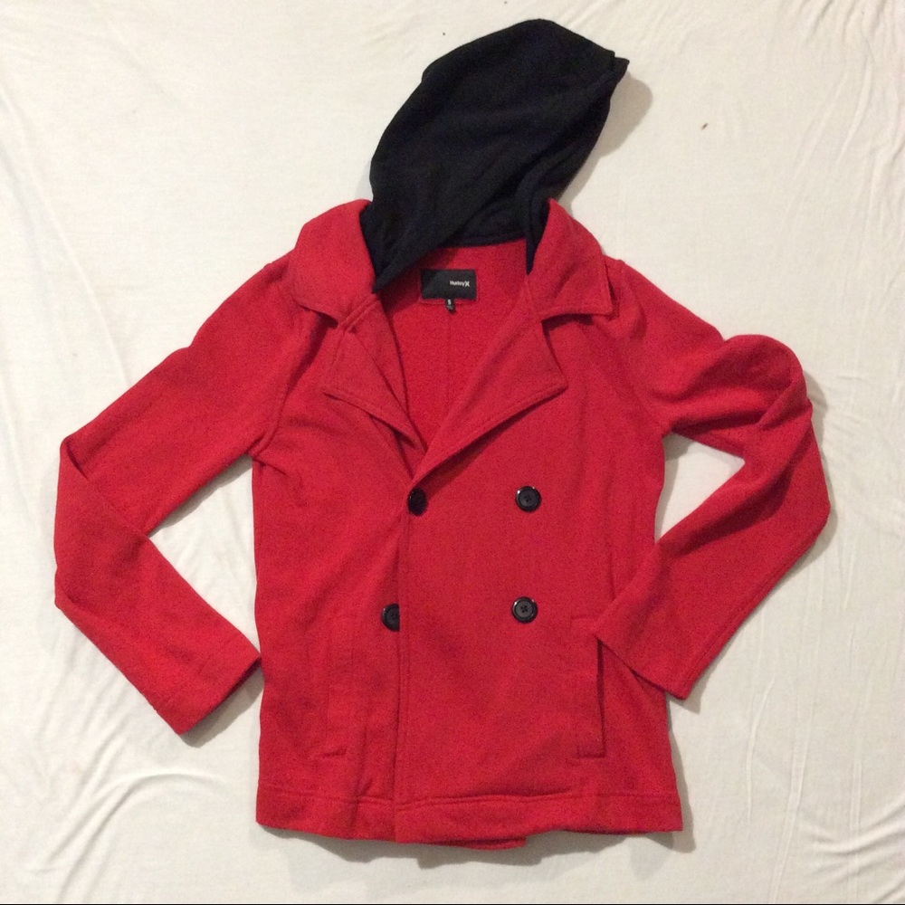 Red and Black Hooded Hurley Coat size Small